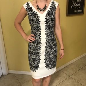 Maggy London White and Black Floral Dress